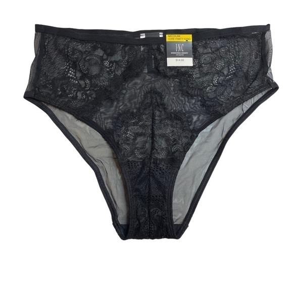 INC Intimates Underwire Lace Bra & Lace Trim Mesh Brief Underwear Black Medium - Picture 10 of 13